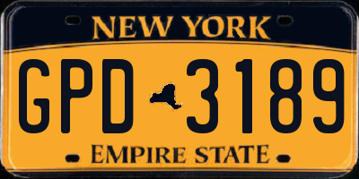 NY license plate GPD3189