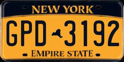 NY license plate GPD3192