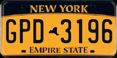 NY license plate GPD3196