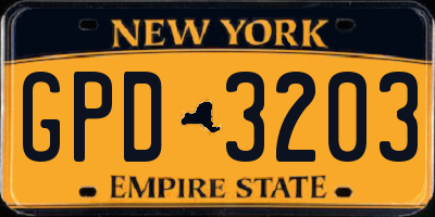 NY license plate GPD3203