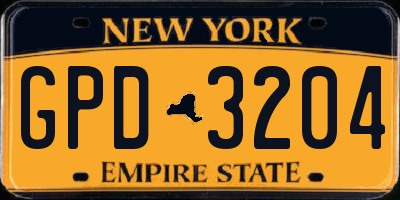 NY license plate GPD3204