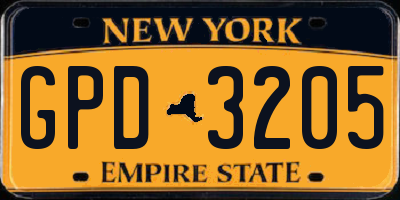 NY license plate GPD3205