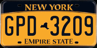 NY license plate GPD3209