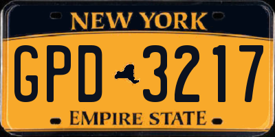 NY license plate GPD3217