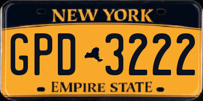 NY license plate GPD3222