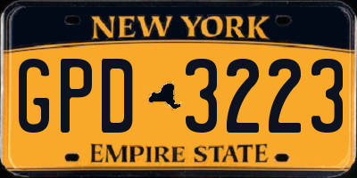 NY license plate GPD3223