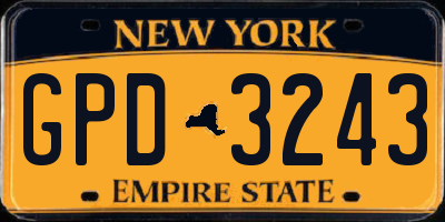 NY license plate GPD3243