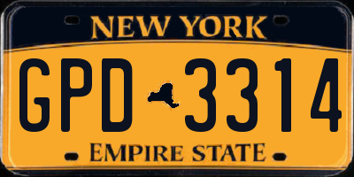 NY license plate GPD3314