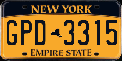 NY license plate GPD3315