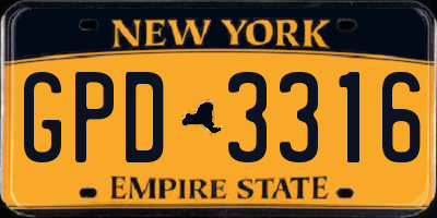 NY license plate GPD3316