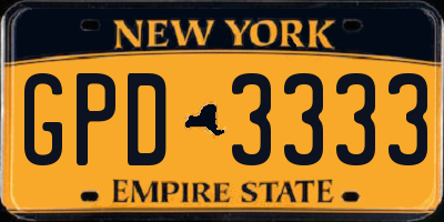 NY license plate GPD3333