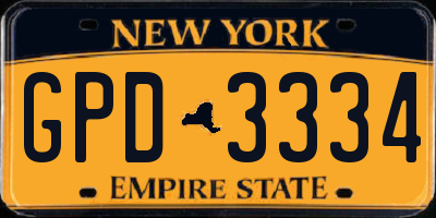 NY license plate GPD3334