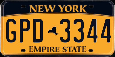 NY license plate GPD3344