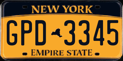 NY license plate GPD3345