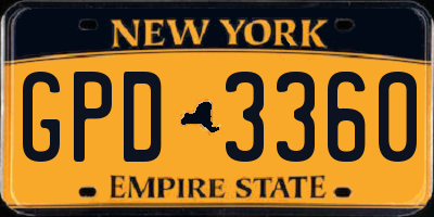 NY license plate GPD3360