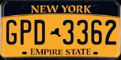 NY license plate GPD3362