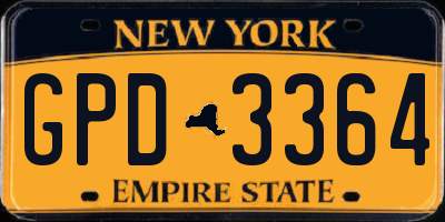 NY license plate GPD3364