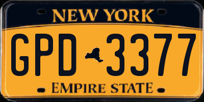 NY license plate GPD3377
