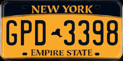 NY license plate GPD3398