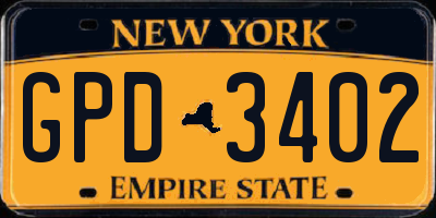 NY license plate GPD3402