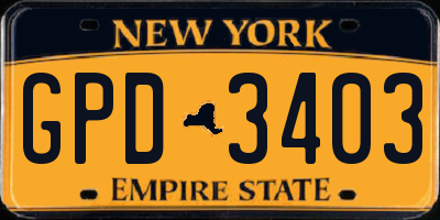 NY license plate GPD3403