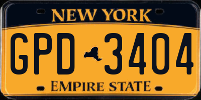 NY license plate GPD3404