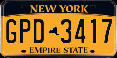 NY license plate GPD3417