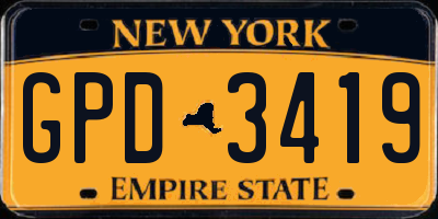 NY license plate GPD3419