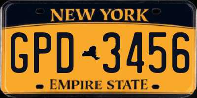 NY license plate GPD3456