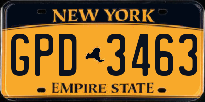 NY license plate GPD3463