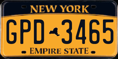 NY license plate GPD3465