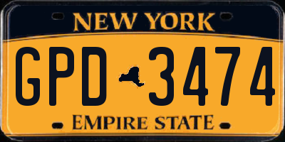 NY license plate GPD3474
