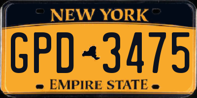 NY license plate GPD3475