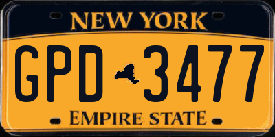 NY license plate GPD3477