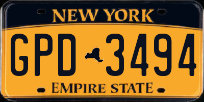 NY license plate GPD3494
