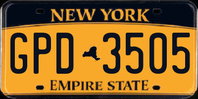 NY license plate GPD3505