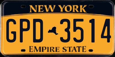 NY license plate GPD3514