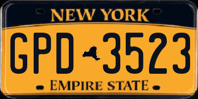 NY license plate GPD3523