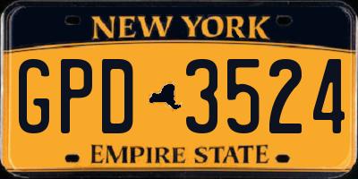 NY license plate GPD3524