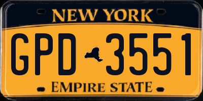 NY license plate GPD3551