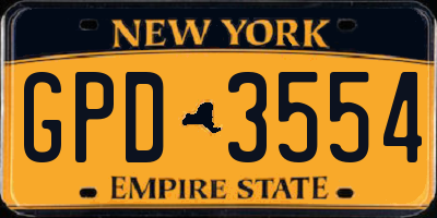 NY license plate GPD3554