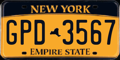 NY license plate GPD3567
