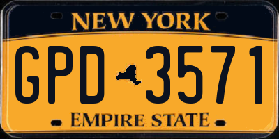 NY license plate GPD3571