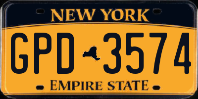 NY license plate GPD3574