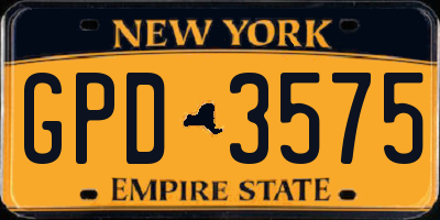 NY license plate GPD3575