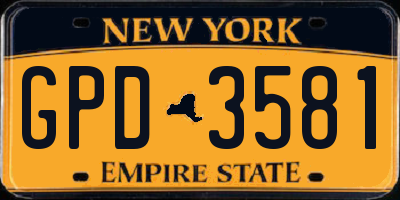 NY license plate GPD3581