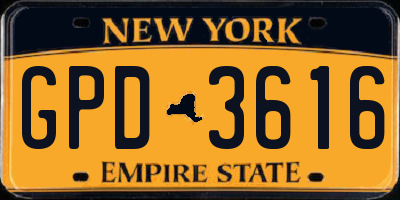 NY license plate GPD3616