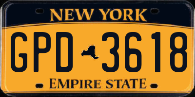 NY license plate GPD3618