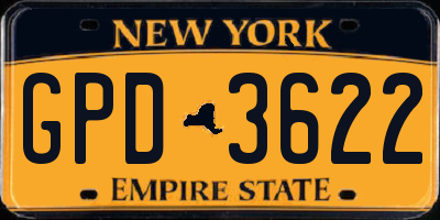 NY license plate GPD3622