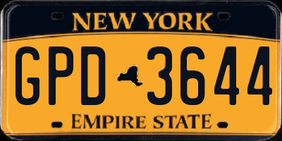 NY license plate GPD3644